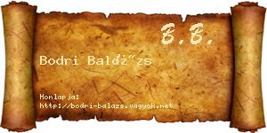 Bodri Balázs névjegykártya